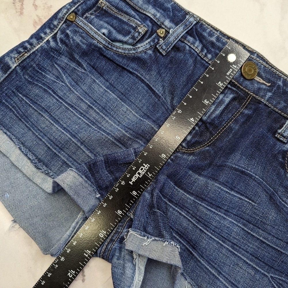 Kut From The Kloth Shorts Womens 6 Denim Mid Rise Jean Dark Wash Cuffed 2 Inch - Picture 13 of 14